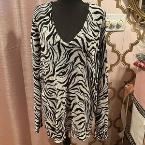 Show Me Your MuMu “Hug Me Sweater Coconut Zebra Knit” White/Black Zebra Stripe